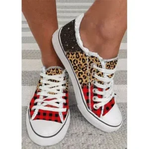 Techtreezone Women Casual 3D Printing Color Leopard Canvas Shoes