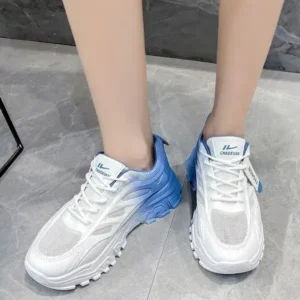 Techtreezone Women Fashion Round Toe Breathable Mesh Gradient Sneakers