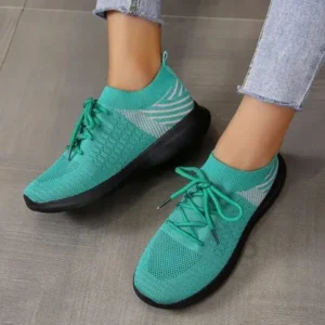 Techtreezone Women'S Fashion Platform Lace Up Flyknit Sneakers