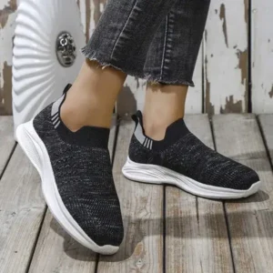 Techtreezone Women Fashion Round Toe Slip-On Flat Non-Slip Lightweight Sneakers