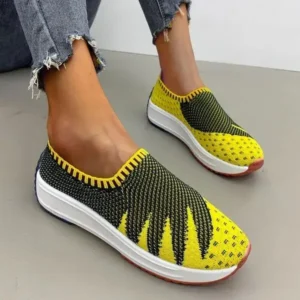 Techtreezone Women Fashion Fly Knit Breathable Platform Low Top Sneakers