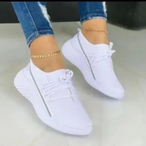 Techtreezone Women Fashion Breathable Lace-Up Flat Mesh Sneakers