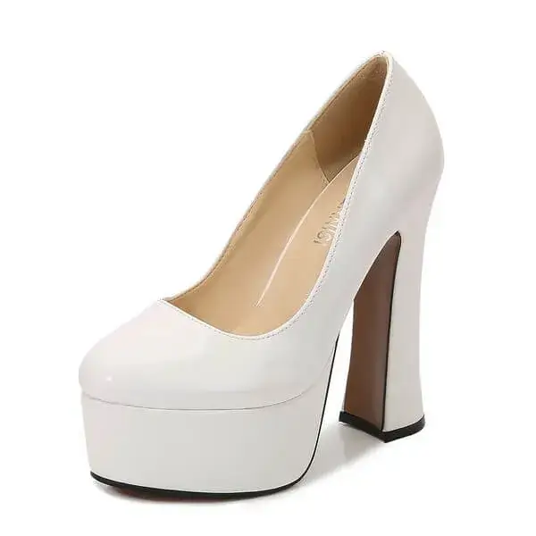 Techtreezone Women Plus Size Fashion Sexy Thick-Soled Chunky Heel Platform Round-Toe High-Heeled Shoes Wedges