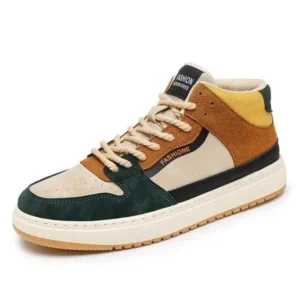 Techtreezone Men'S Fashion Breathable Color Block Pu Sneakers