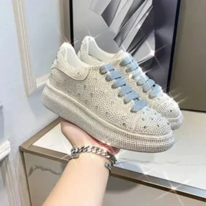 Techtreezone Casual Rhinestone Platform Sneakers