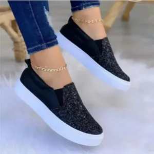 Techtreezone Thick Sole Casual Sequined Shoes Women Flat Shoes