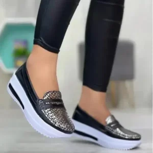 Techtreezone Women Autumn Solid Color Round Toe Platform Casual Shoes