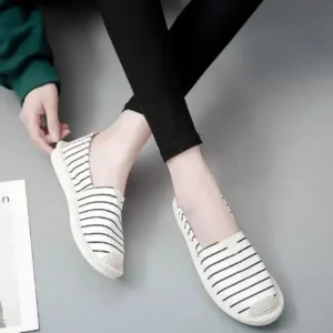 Techtreezone Fashion Stripe Pattern Design Women Round-Toe Casual Espadrilles Shoes