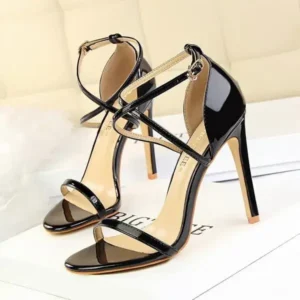 Techtreezone Women Fashion Sexy Hollow Cross Stiletto Heel Sandals