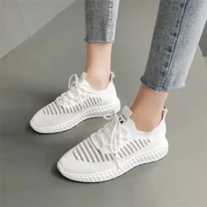 Techtreezone Women Fashion Mesh Cloth Lace-Up Sneakers