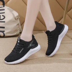 Techtreezone Women Sports Casual Lace Up Design Mesh Breathable Wedge Sneakers