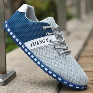 Techtreezone Men Casual Color Matching Breathable Mesh Flat Shoes