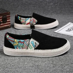 Techtreezone Men Fashion Color Matching Breathable Canvas Flats Shoes