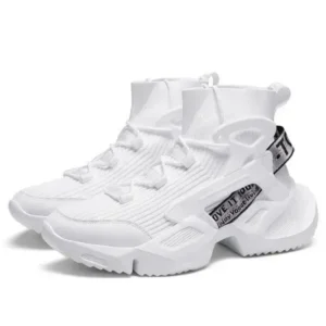 Techtreezone Men'S Fashion Platform White High Top Sneakers