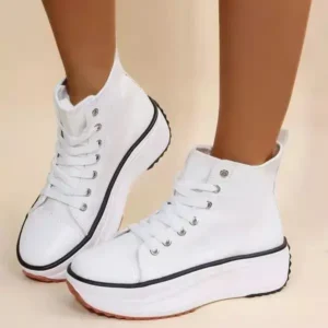 Techtreezone Women Fashion Casual Lace Up Design Zebra Pattern Wedge Platform Canvas Sneakers