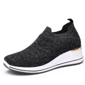 Techtreezone Women Casual Mesh Knit Design Breathable Comfort Wedge Platform Sneakers