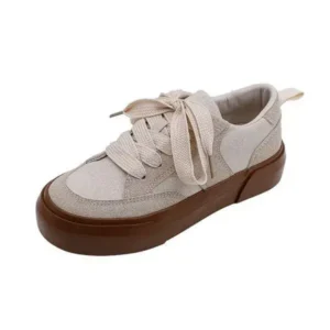 Techtreezone Women Casual Round Toe Lace Up Design Platform Sneakers