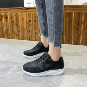 Techtreezone Women Casual Rhinestone Decor Fashion Plus Size Sports Running Shoes Round Toe Sneakers