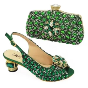 Techtreezone Fashion Rhinestone Design Party Women High Heel Peep Toe Sandals And Clutch Evening Bag Set