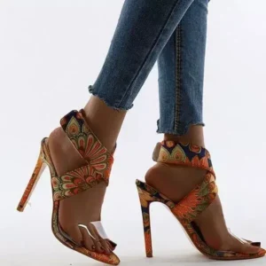 Techtreezone Women Fashion Plus Size Floral Point Toe High Heel Sandals