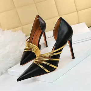 Techtreezone Women Fashion Sexy Pointed Toe Hollow Design Stiletto Shoes