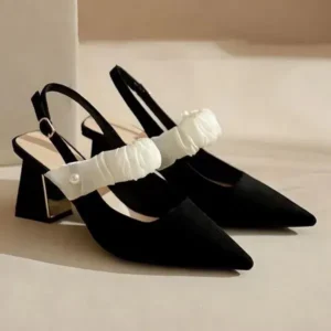 Techtreezone Women Fashion Elegant Solid Color PU Pointed Toe Kitten Heel Sandals