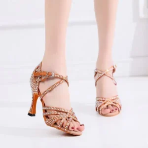 Techtreezone Women Fashion Solid Color Suede Rhinestone High Heel Ankle Strap Buckle Sandals