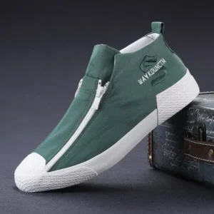 Techtreezone Men'S Casual Embroidery Zipper High Top Canvas Shoes