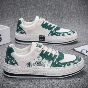 Techtreezone Men Fashion Cashew Flower Printed Canvas Sneakers