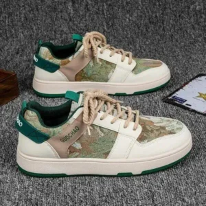 Techtreezone Men'S Casual Retro Secret Forest Oil Painting Pattern Sneakers