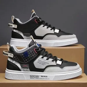 Techtreezone Men'S Fashion High Top Color Block Sneakers