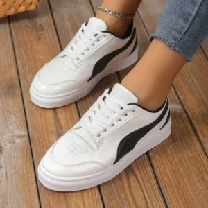 Techtreezone Women Fashion Plus Size Thick-Soled Round Toe Flat Sneakers