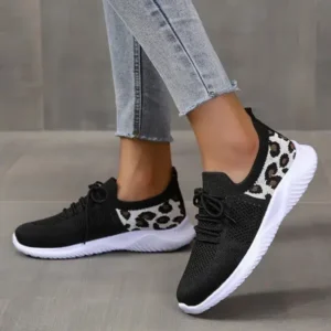 Techtreezone Women Casual Mesh Breathable Leopard Sneakers