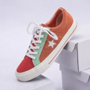 Techtreezone Women Fashion Stitching Canvas Star Round Toe Sneakers