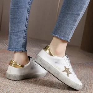 Techtreezone Women Fashion Casual Plus Size Star Round Toe Sneakers