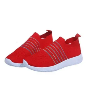 Techtreezone Fashion Casual Solid Color Striped Fly-Woven Mesh Breathable Flat Sneakers