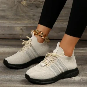 Techtreezone Women Fashion Casual Flying Mesh Breathable Thick-Soled Sneakers