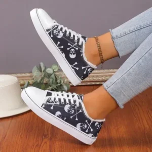 Techtreezone Women Casual Fashion 3D Print Denim Canvas Sneakers