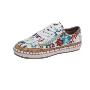 Techtreezone Women Fashion Casual Floral Printed Zipper Lace-Up Sneakers