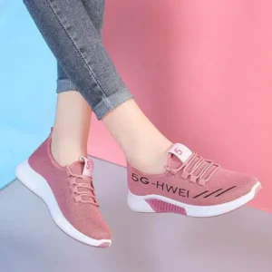 Techtreezone Women Fashion Lace-Up Round Toe Solid Color Breathable Sneakers