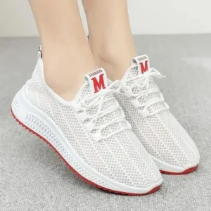 Techtreezone Women Fashion Mesh Solid Color Lace-Up Sneakers