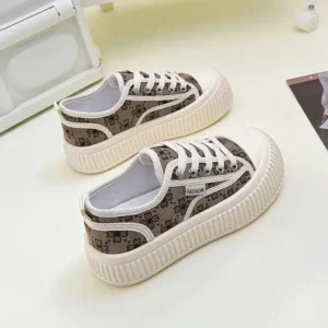 Techtreezone Women Fashion Round Toe Lace-Up Sneakers