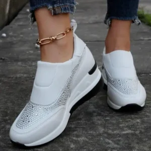 Techtreezone Women Fashion Rhinestone Slip Sneakers