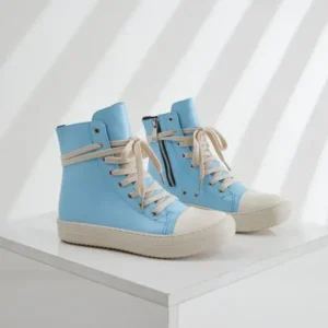 Techtreezone Women Fashion Blue Faux Leather High Top Shoes