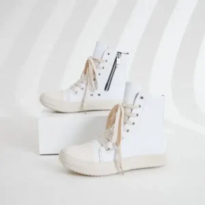 Techtreezone Women Fashionable Hip Hop White High Top Sneakers