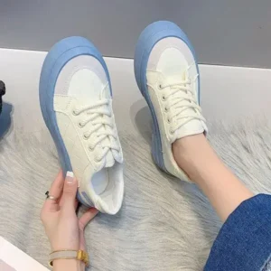 Techtreezone Women Fashion Round Toe Lace-Up Sneakers