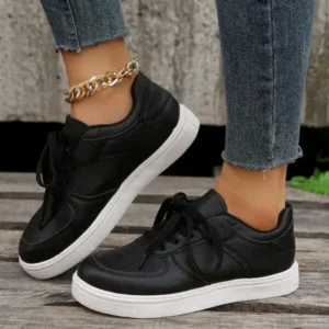 Techtreezone Women Fashion Round Toe Platform Solid Color Sneakers