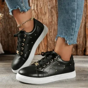 Techtreezone Women Fashion Shallow Toe Round Toe Casual Lace Up Sneakers