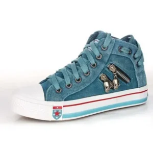 Techtreezone Women Fashion Zipper Metal Skull Decoration Sneakers