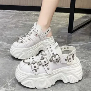 Techtreezone Women Fashion Platform Solid Color Sneakers